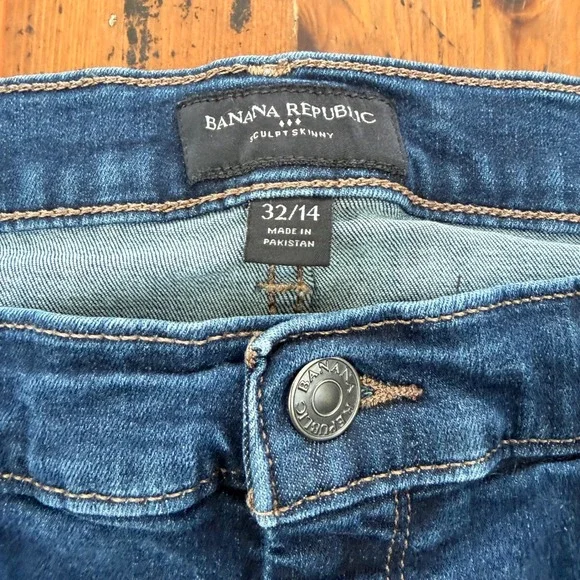 Banana Republic Sculpt Skinny Stretchy Jeans Blue Dark Wash Womens 32/14 Denim - Picture 3 of 12